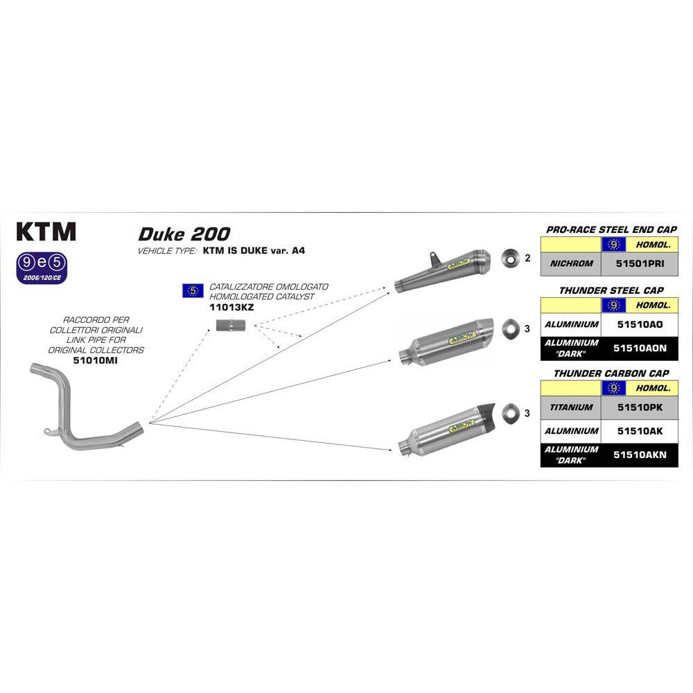ARROW 51010MI  Link Pipe - Stainless Non-Cat 
KTM 125/200 DUKE 2012 - 2015