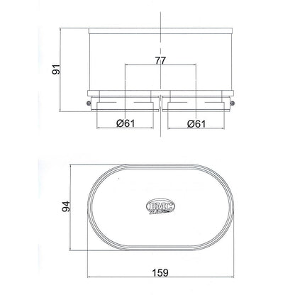 BMC - FM2922 : Universal Air Filter - Dual Oval Set