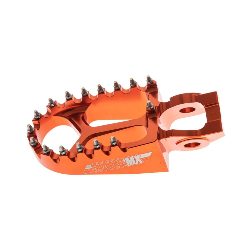 STATES MX S2 ALLOY OFF ROAD FOOTPEGS - KTM/HUSQVARNA (FITS 2016 MODELS ON) - ORANGE